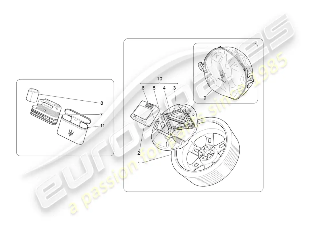 maserati granturismo (2011) estándar proporcionado diagrama de piezas