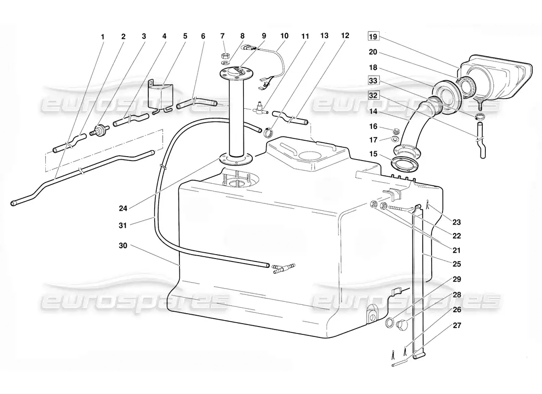 lamborghini diablo (1991) sistema de combustible (válido para la versión 1992 de junio) diagrama de piezas