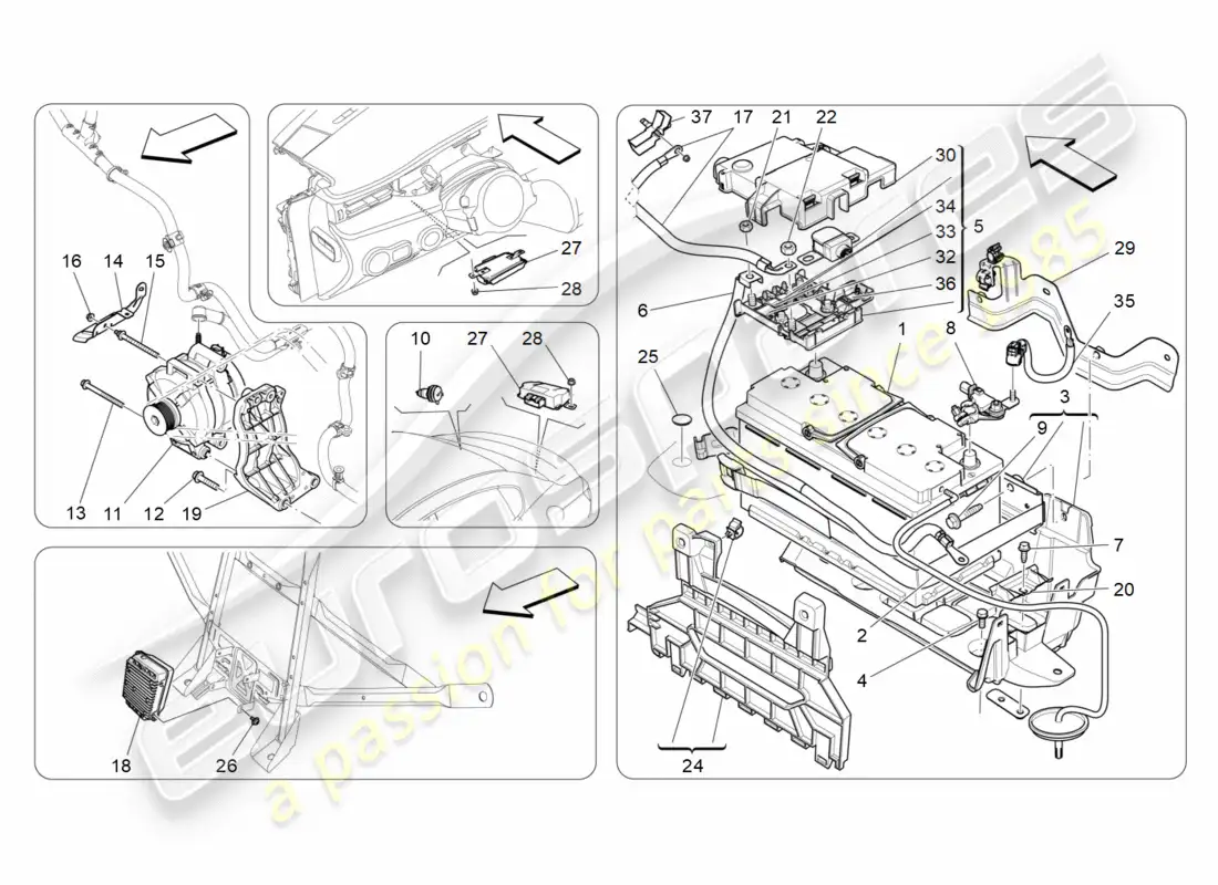 maserati qtp 3.0 tds v6 275hp (2015) diagrama de partes de generación y acumulación de energía