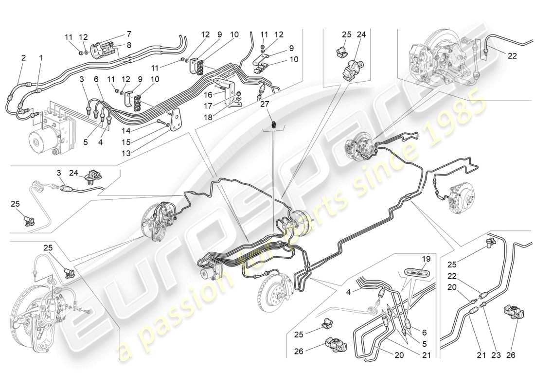 maserati granturismo mc stradale (2013) diagrama de partes de líneas