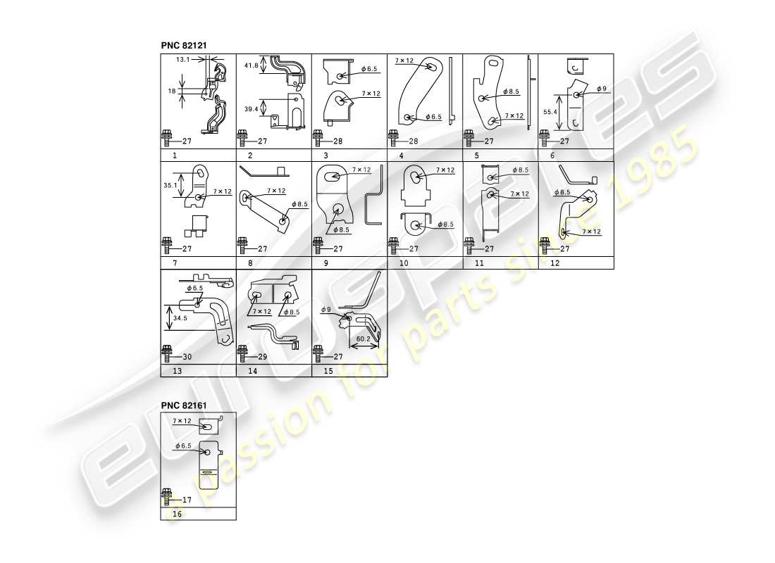 aston martin cygnet (2012) diagrama de piezas de abrazaderas y soportes de cableado