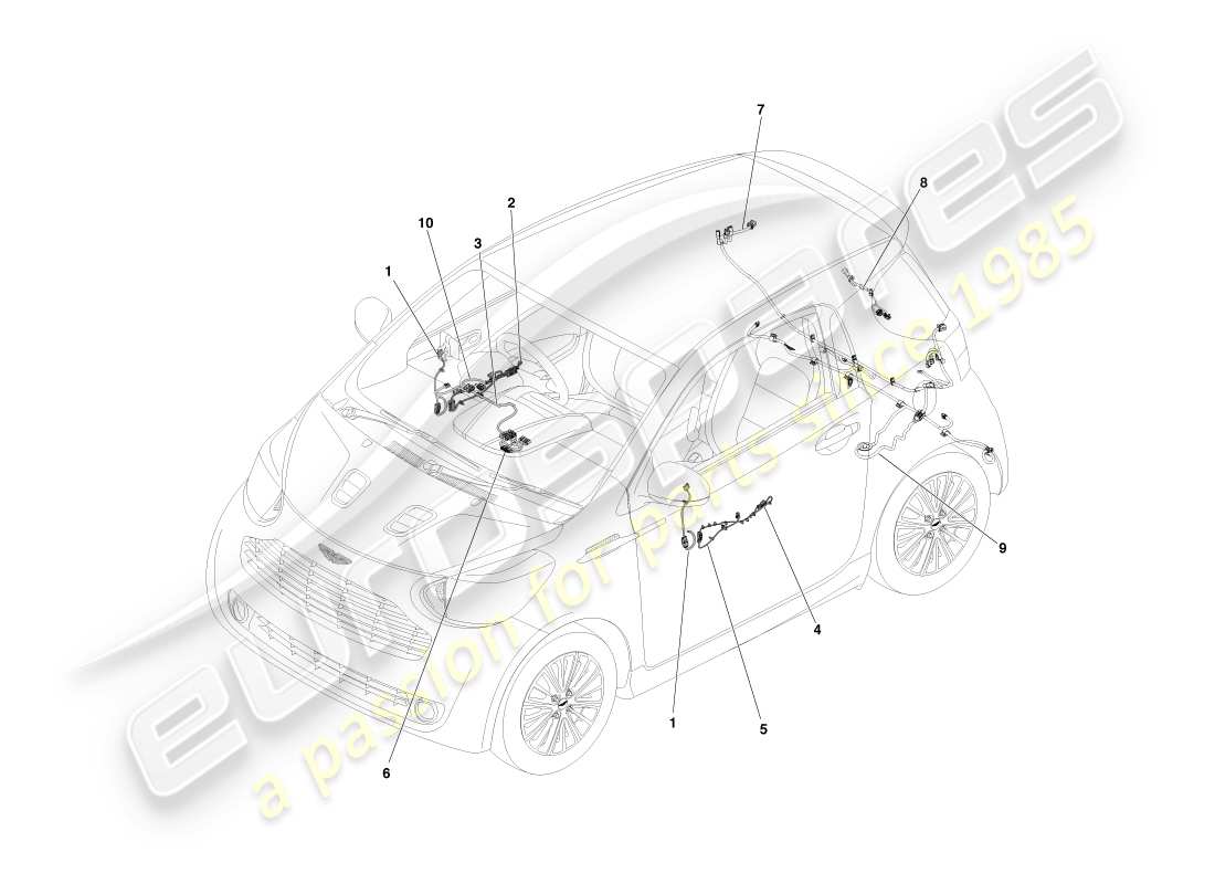 aston martin cygnet (2012) diagrama de piezas am del arnés eléctrico