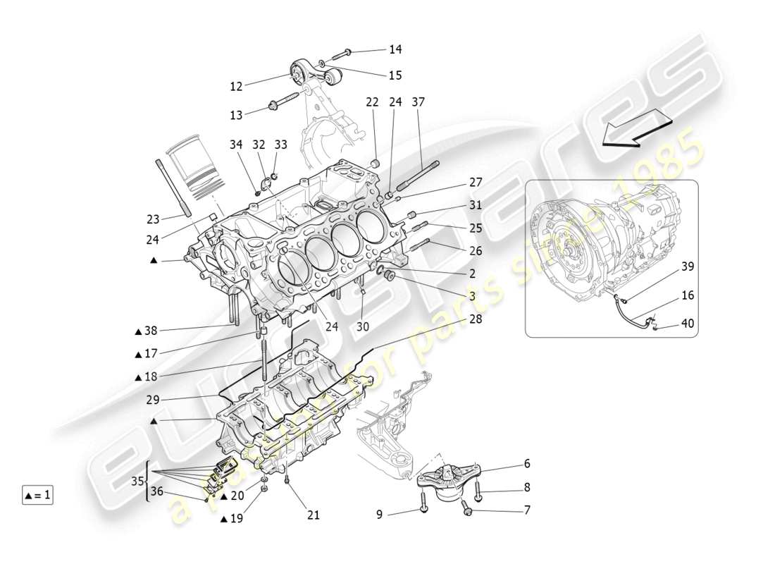 maserati levante modena s (2022) crankcase diagrama de piezas