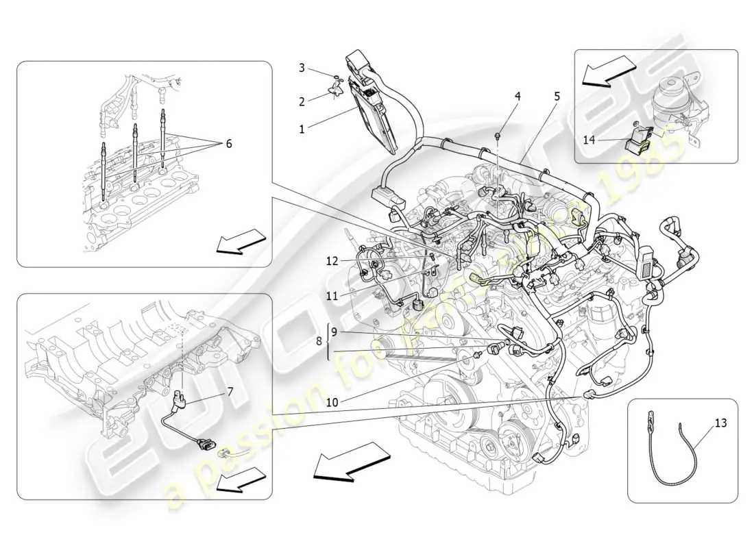 maserati qtp 3.0 tds v6 275hp (2015) control electrónico: diagrama de piezas de control de sincronización del motor y inyección