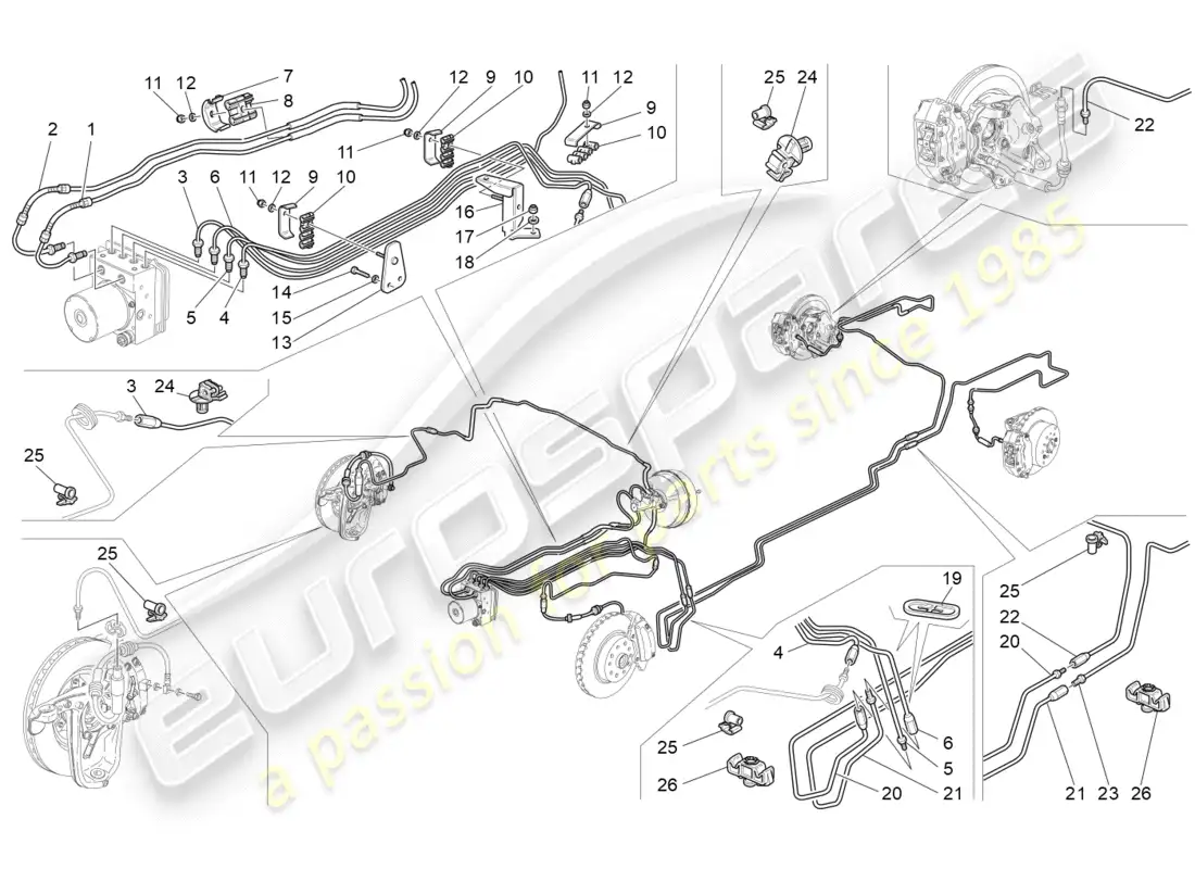 maserati granturismo (2011) líneas diagrama de piezas