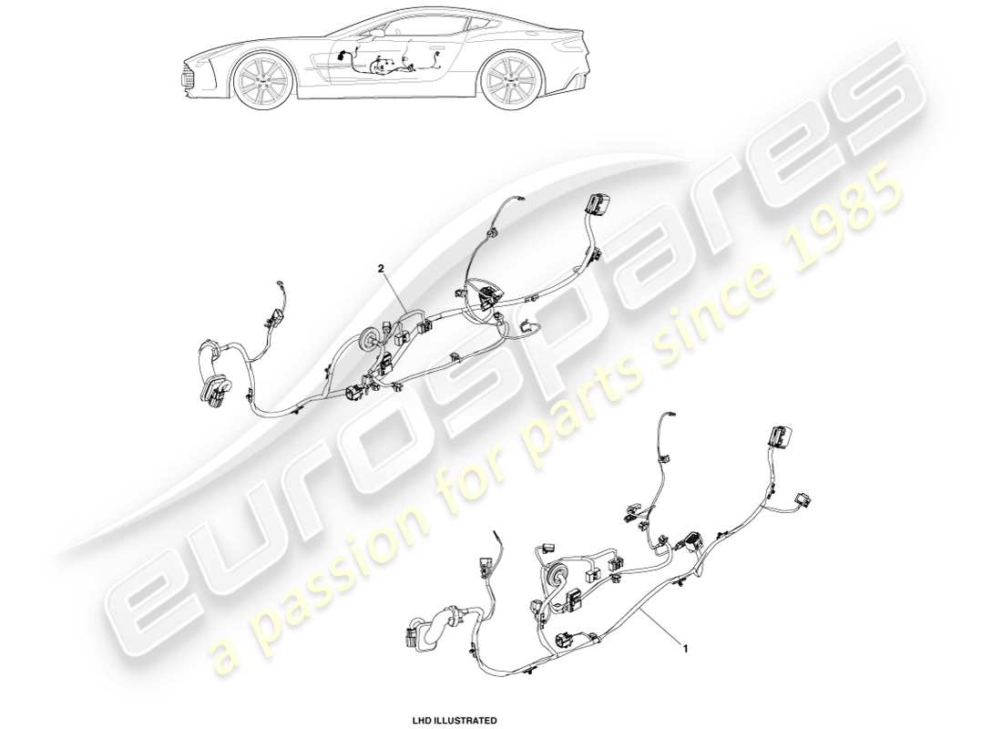 aston martin one-77 (2011) diagrama de piezas del arnés de la puerta
