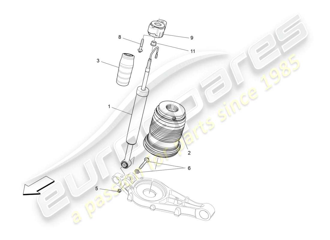 maserati levante gt (2022) dispositivos amortiguadores traseros diagrama de piezas
