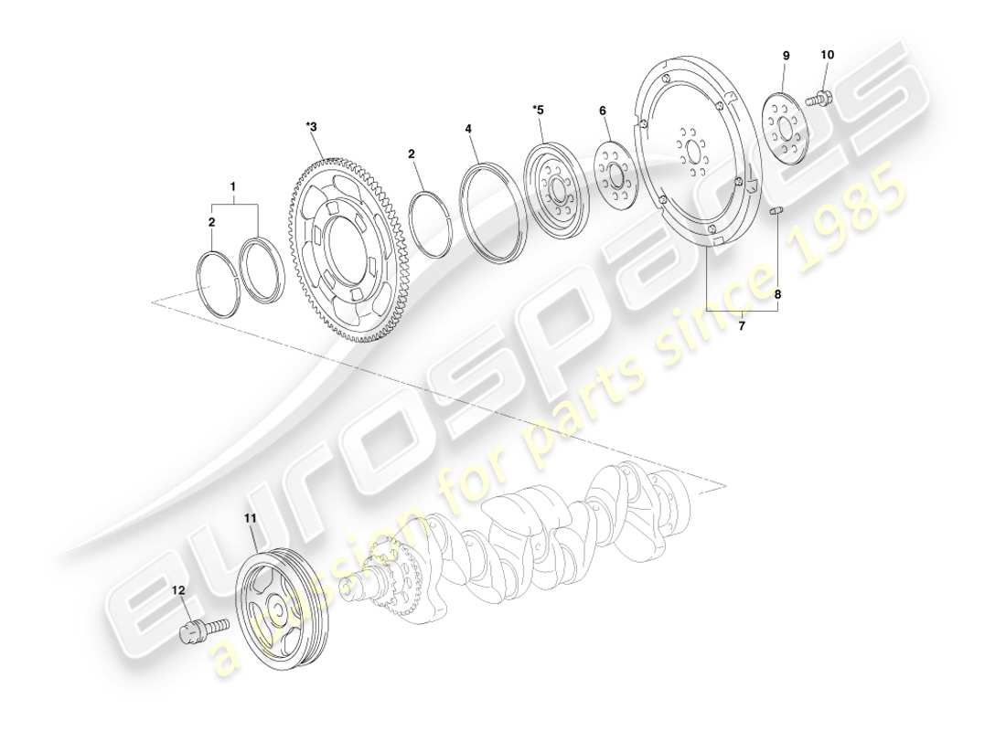 aston martin cygnet (2012) diagrama de piezas de los componentes del cigüeñal