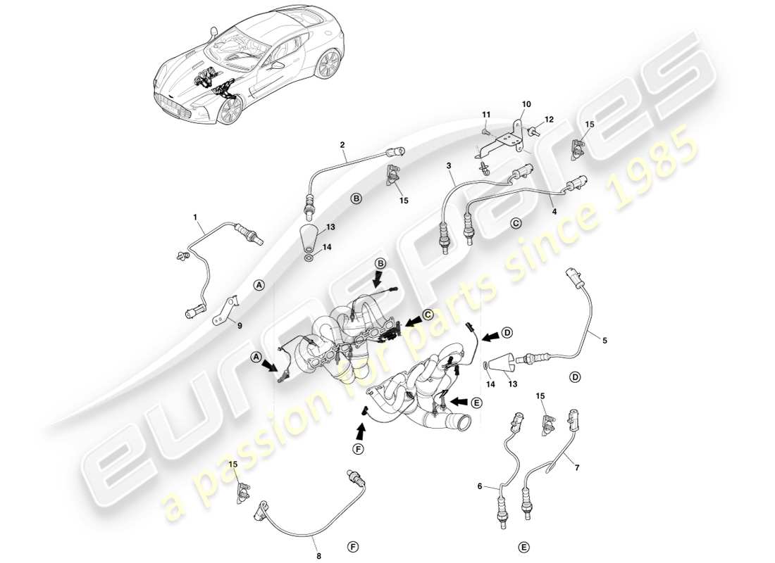 aston martin one-77 (2011) sensores hego diagrama de piezas