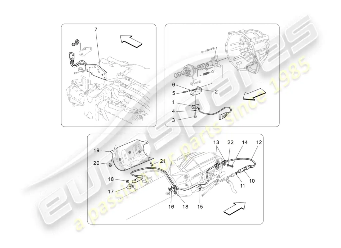maserati granturismo (2009) control electrónico del embrague para la caja de cambios f1 diagrama de piezas