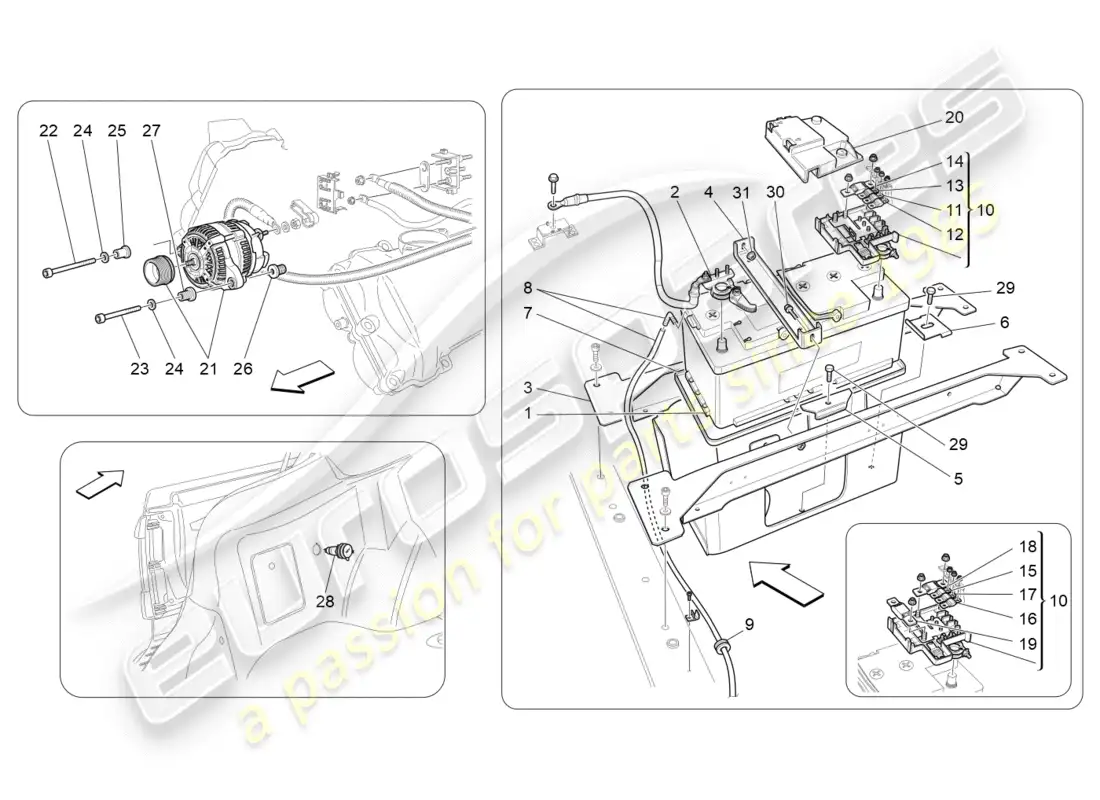maserati granturismo (2009) energy generation and accumulation diagrama de piezas