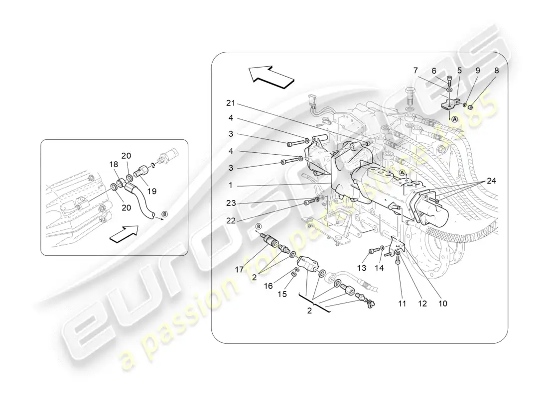 maserati granturismo (2009) piezas hidráulicas de accionamiento para caja de cambios f1 diagrama de piezas