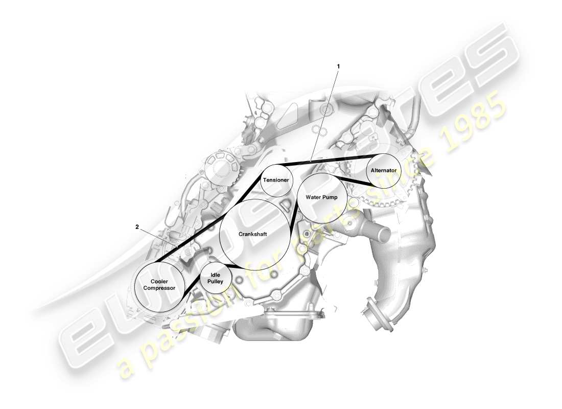 aston martin cygnet (2012) diagrama de piezas de transmisión por correa en v accesoria