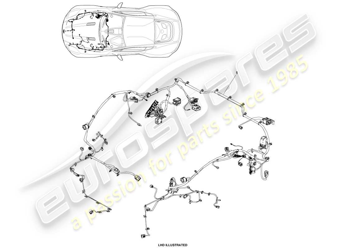aston martin one-77 (2011) engine bay harness diagrama de piezas