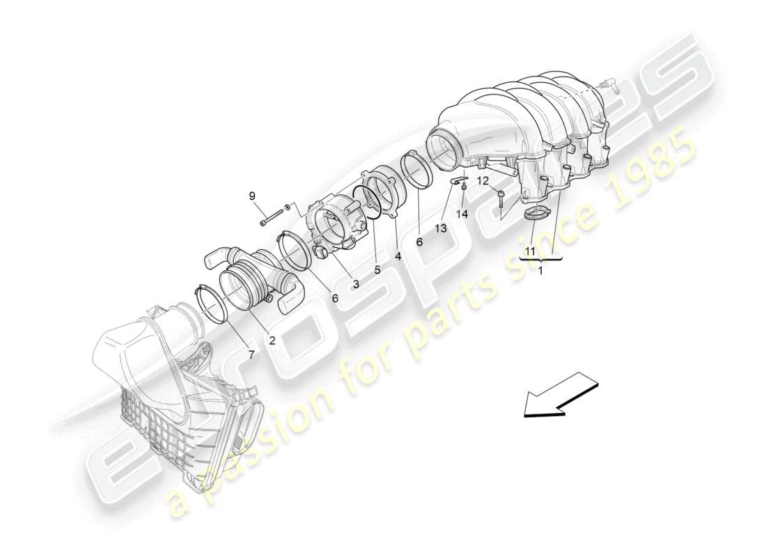 maserati grancabrio mc (2013) intake manifold and throttle body diagrama de piezas