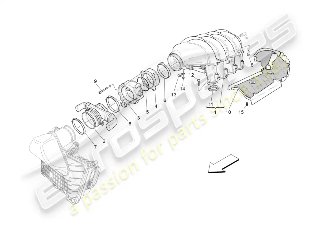 maserati granturismo (2012) intake manifold and throttle body diagrama de piezas