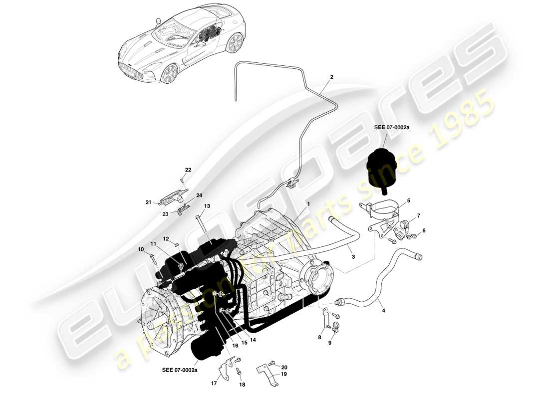 aston martin one-77 (2011) conjunto de transmisión diagrama de piezas