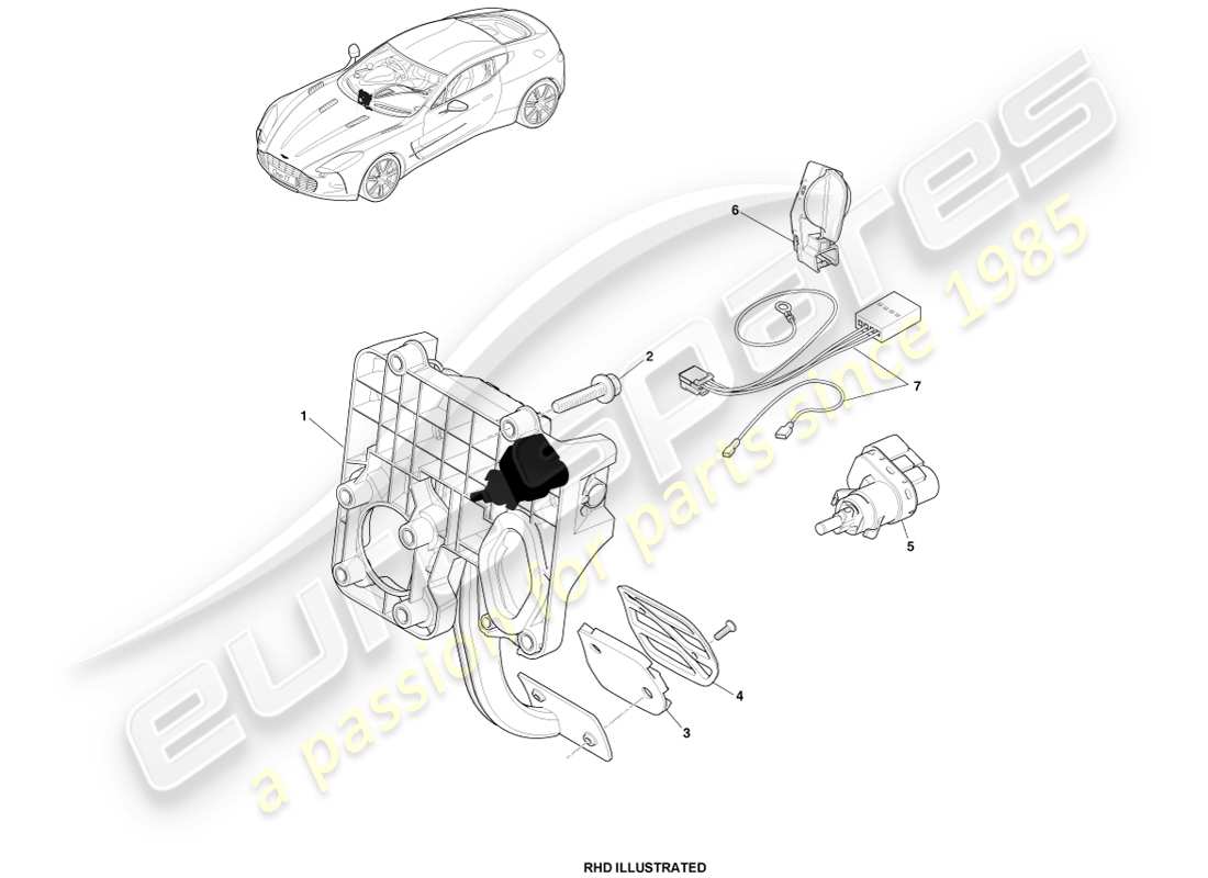 aston martin one-77 (2011) brake pedal assembly diagrama de piezas