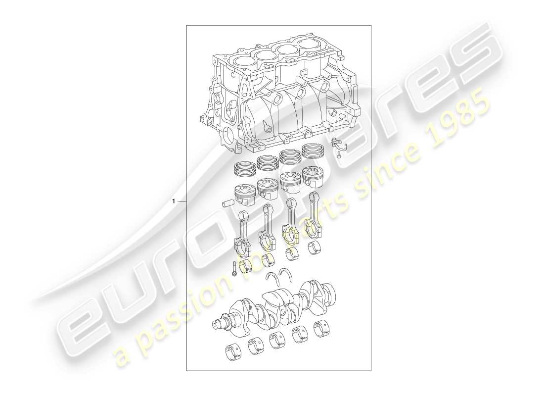 aston martin cygnet (2012) diagrama de piezas del conjunto de bloque corto