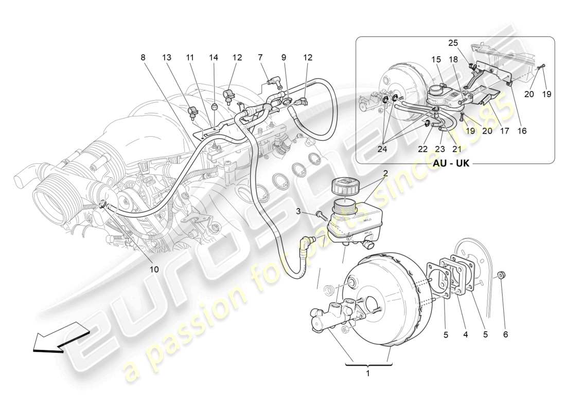 maserati grancabrio mc (2013) diagrama de piezas del servosistema de freno
