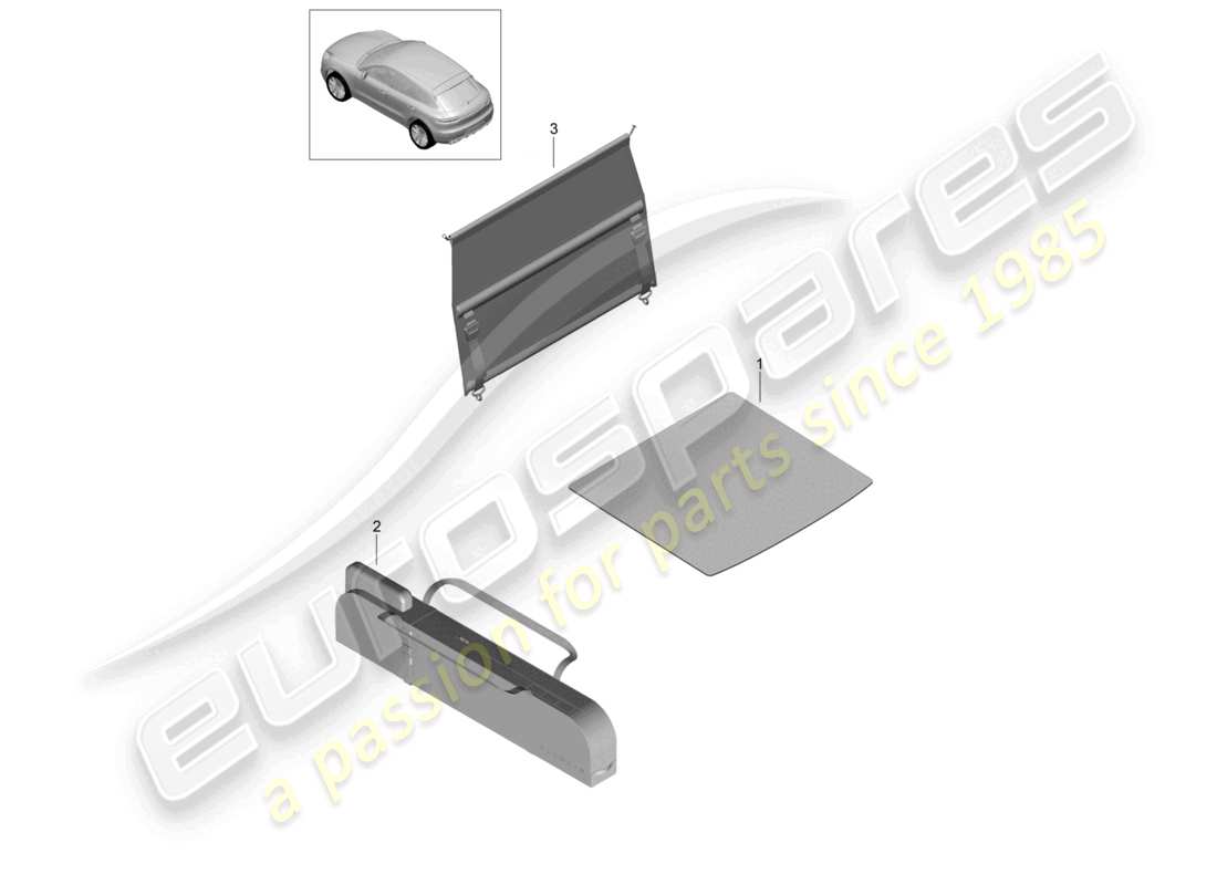 porsche 2021 (macan) alfombrilla para maletero separador de red bolsa de esquí diagrama de piezas