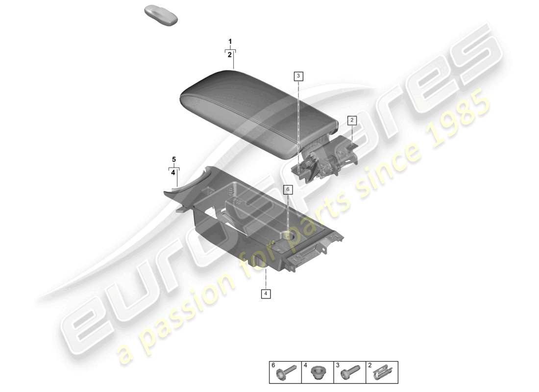 porsche 2026 (992-2 gt3) diagrama de piezas de la cubierta de accesorios de la consola central