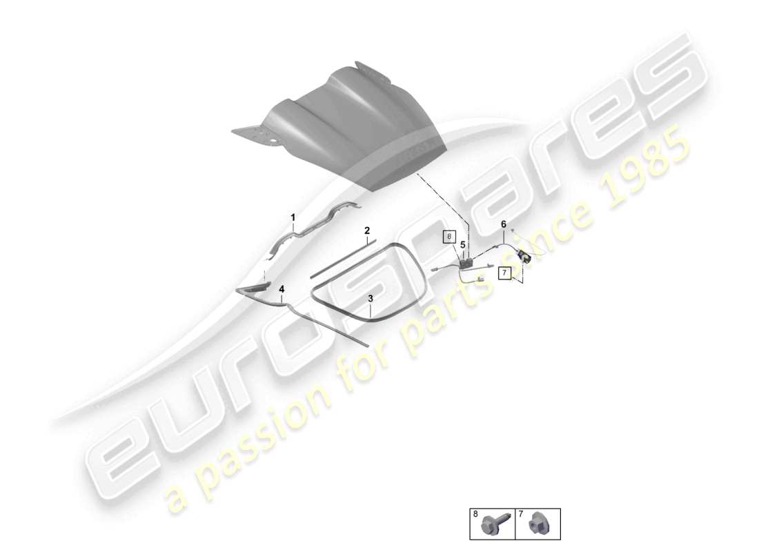 porsche 2022 (718 boxster spyder) diagrama de piezas de la cubierta trasera de accesorios