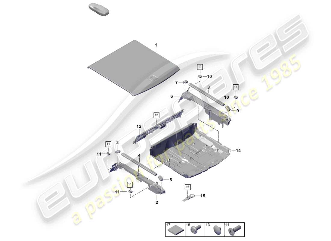 porsche 2023 (cayenne e3 pa) diagrama de piezas del piso del maletero, molduras del maletero, parte inferior