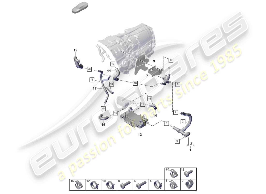 porsche 2026 (cayenne e3 pa) sistema de refrigeración del cayenne gts diagrama de piezas