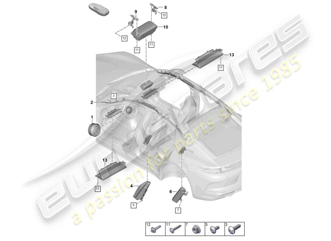 porsche 2026 (panamera 976) diagrama de piezas del airbag