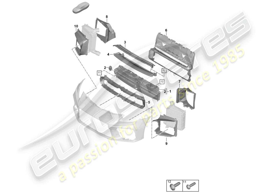 porsche 2026 (panamera 976) diagrama de piezas de la guía de aire y el paquete de discos
