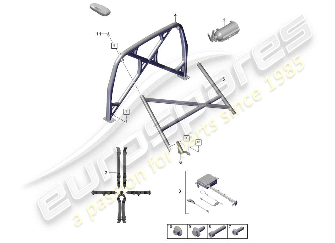 porsche 2021 (992-1 gt3/rs/st) accesorios club sport club sport diagrama de piezas
