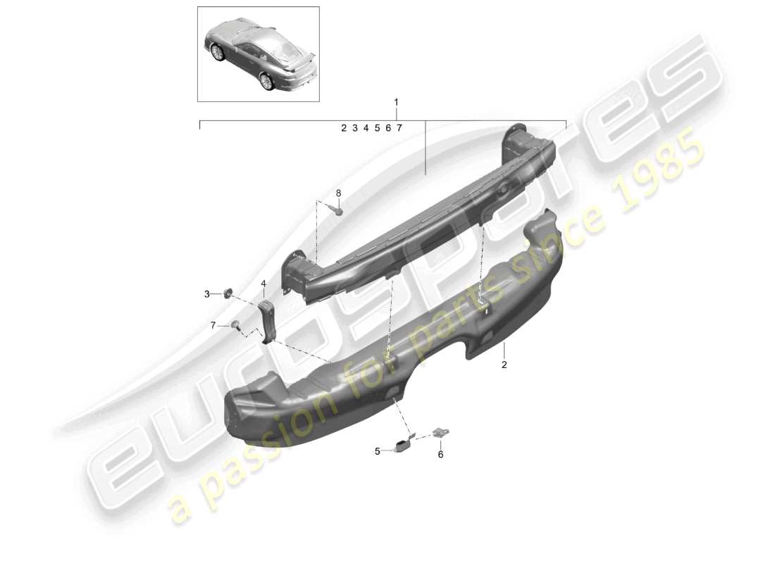 porsche 2021 (991-2 r/gt3/rs) porta parachoques trasero d - mj 2018>> diagrama de piezas