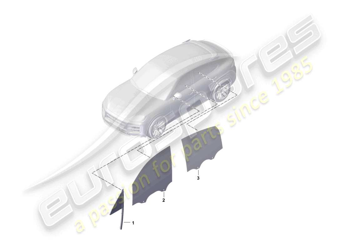 porsche 2024 (cayenne e3 pa) diagrama de piezas de puertas laterales de ventana coupé