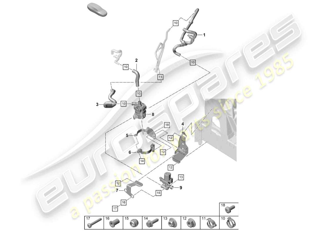 porsche 2024 (cayenne e3 pa) circuito de baja temperatura del calentador para vehículos con propulsión híbrida diagrama de piezas