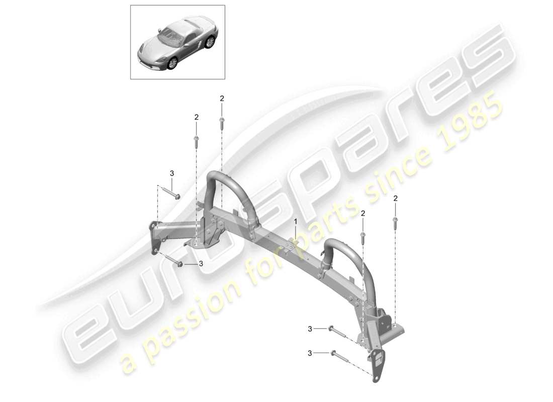 porsche 2021 (718 boxster) diagrama de piezas de la barra antivuelco