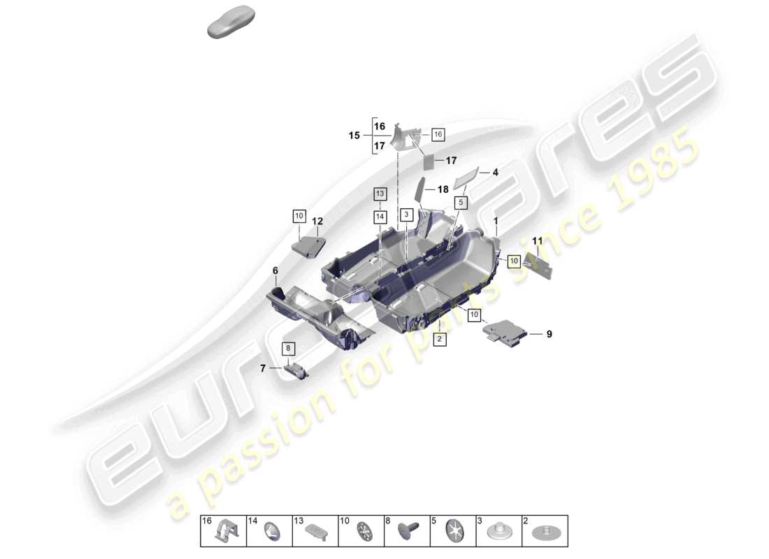 porsche 2024 (992-2) diagrama de piezas de molduras para pisos (alfombras)