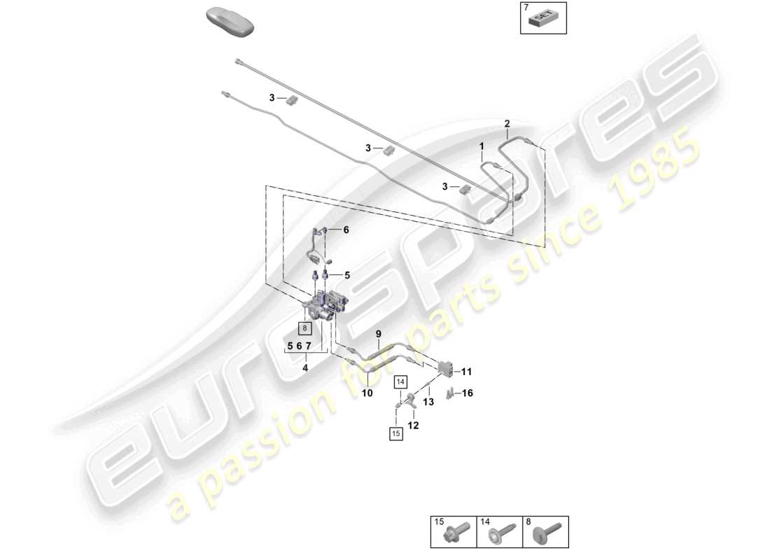 porsche 2024 (992-2) diagrama de piezas pdcc de la línea hidráulica debajo de la carrocería