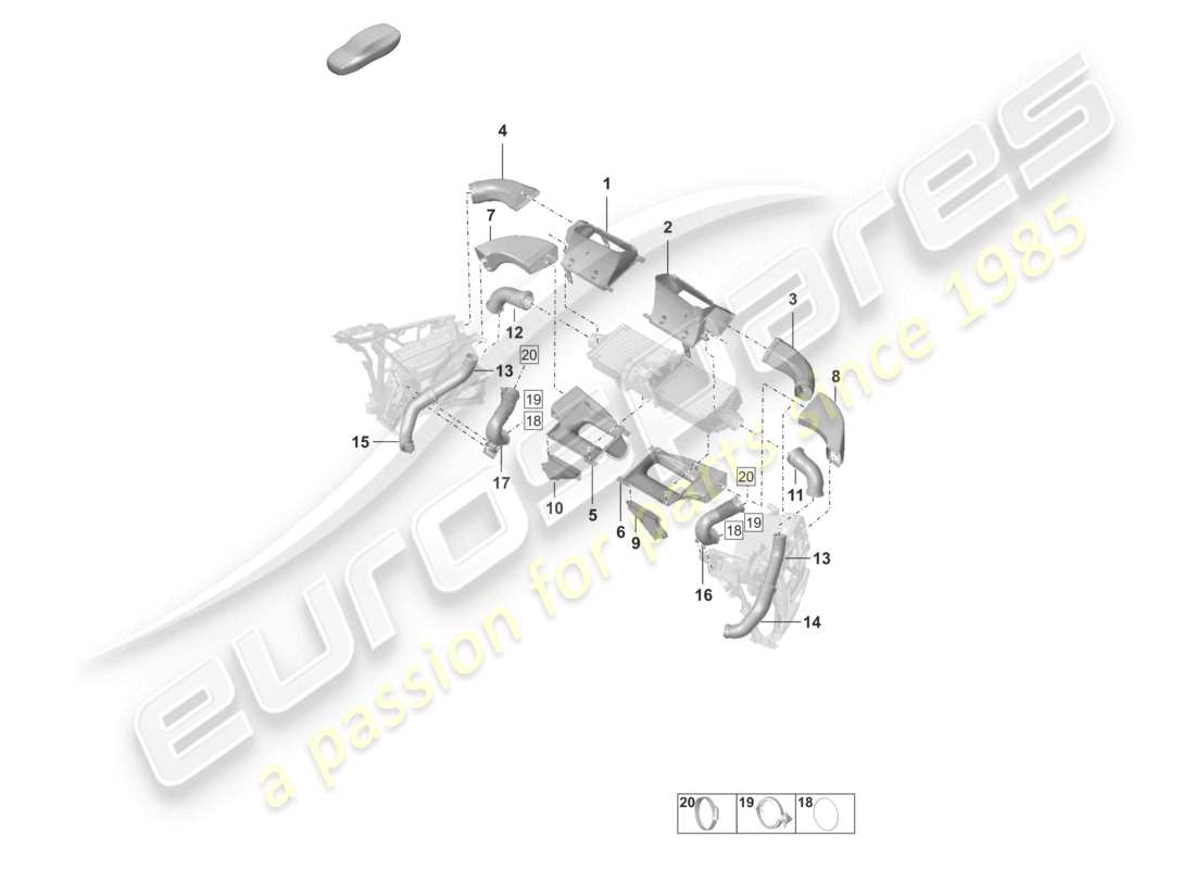 porsche 2024 (992-1) diagrama de piezas de la guía de aire del enfriador de aire de carga