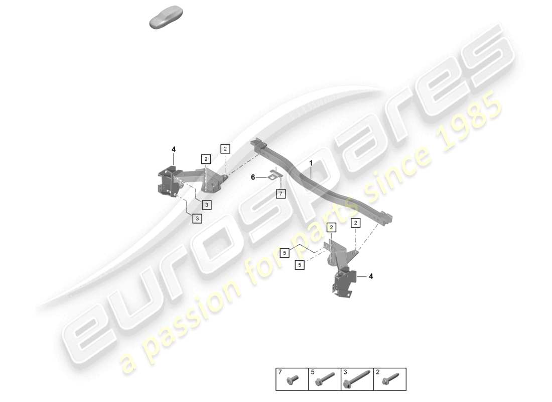 porsche 2021 (718 cayman gt4) diagrama de piezas del travesaño
