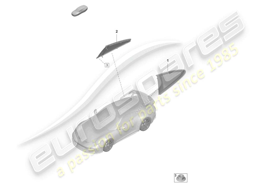 porsche 2023 (992-1 gt3/rs/st) ventana lateral diagrama de piezas