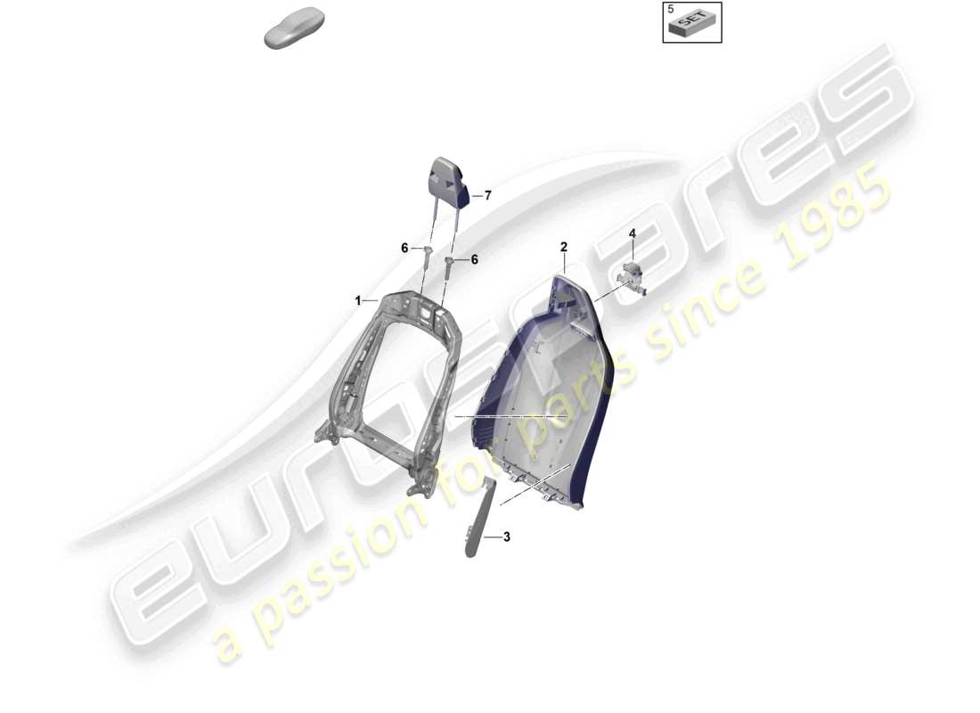 porsche 2024 (cayenne e3 pa) estructura del respaldo funda del respaldo asiento deportivo diagrama de piezas