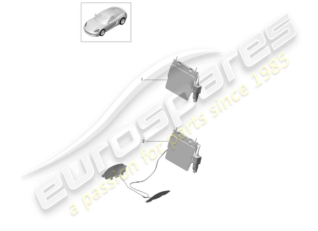 porsche 2021 (718 cayman gt4) componentes neumáticos para asiento esquema de piezas