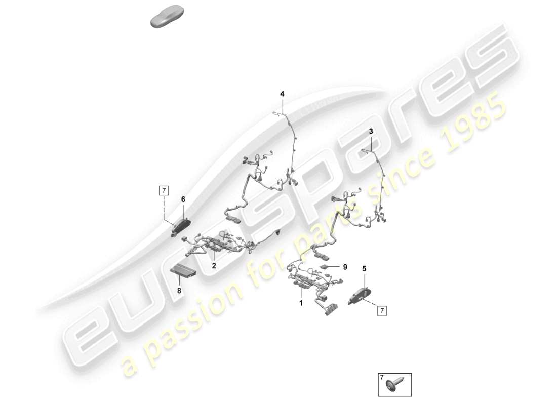 porsche 2024 (macan-e) diagrama de piezas del asiento estándar eléctrico