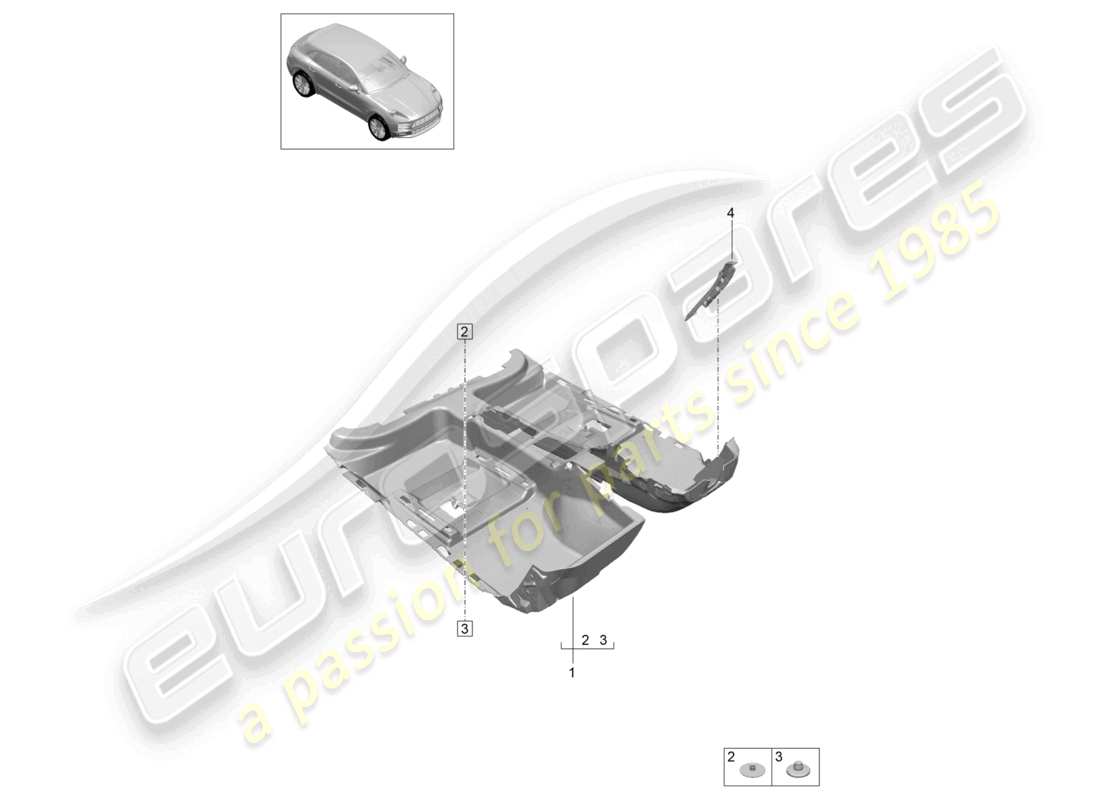 porsche 2021 (macan) piso diagrama de piezas