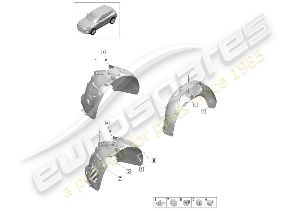 porsche 2021 (macan) diagrama de piezas del revestimiento de la rueda