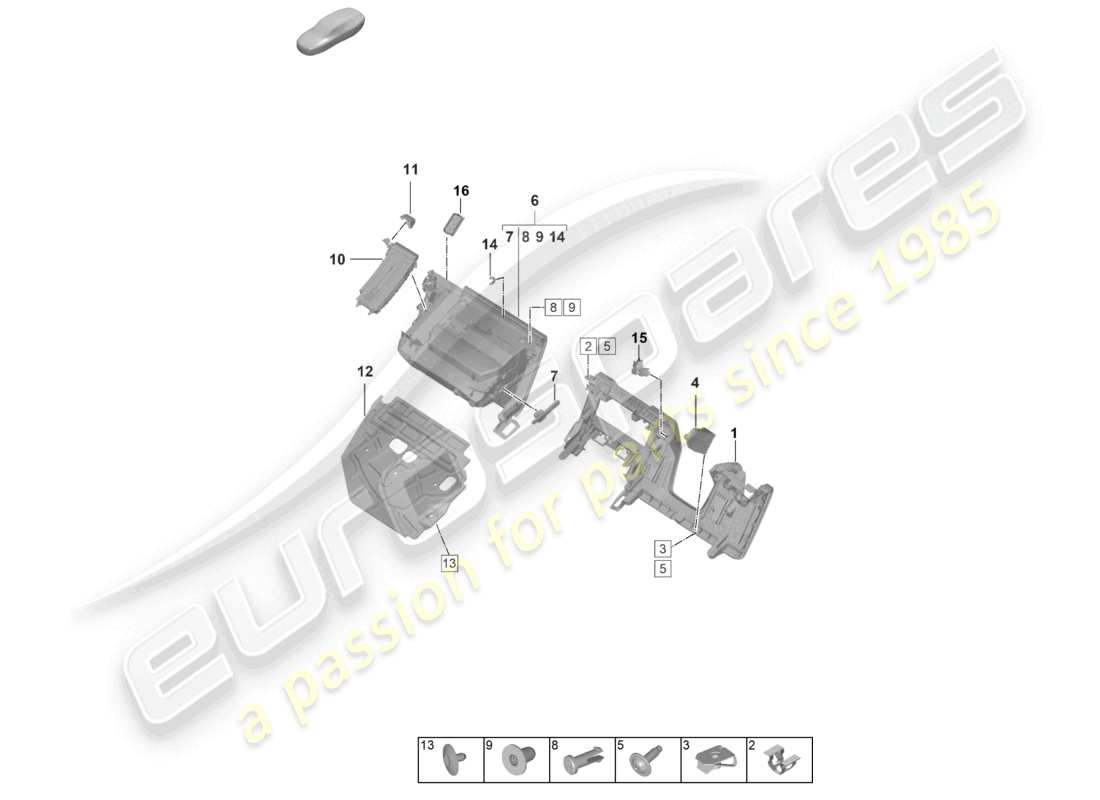 porsche 2024 (992-2 gt3/rs/st) diagrama de piezas de la guantera y el revestimiento (lado del conductor)