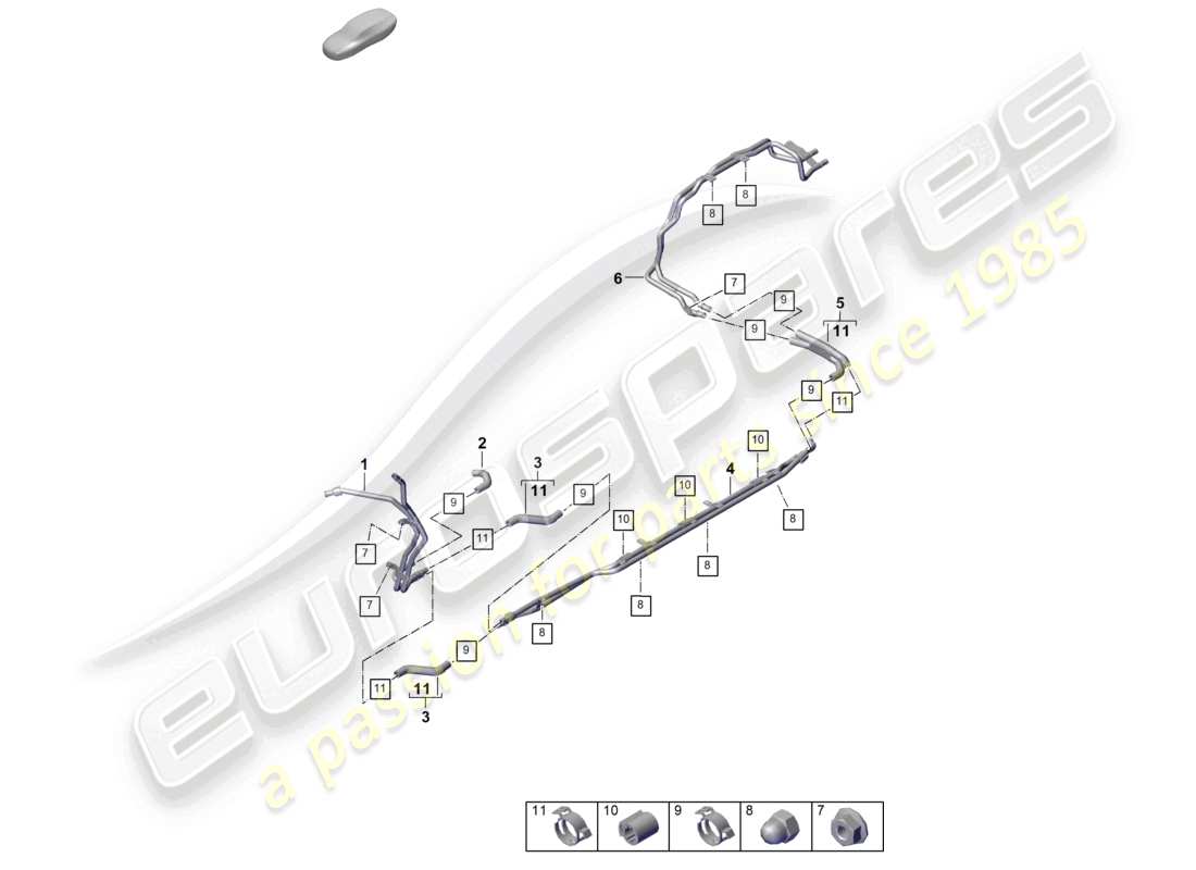 porsche 2025 (cayenne e3 pa) calentador sistema de enfriamiento de batería para vehículos con propulsión híbrida diagrama de piezas