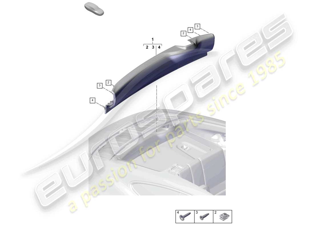 porsche 2024 (992-2) moldura trasera diagrama de piezas de la moldura del panel trasero