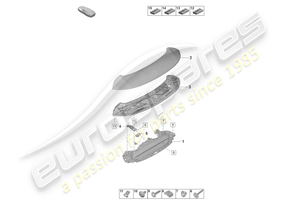 porsche 2023 (992-1) diagrama de piezas del spoiler trasero